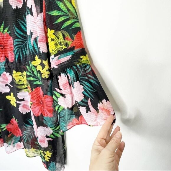 Soft Surroundings Floral Sheer Tunic Length Top, Blouse, Beach Cover up PXL - Picture 7 of 12